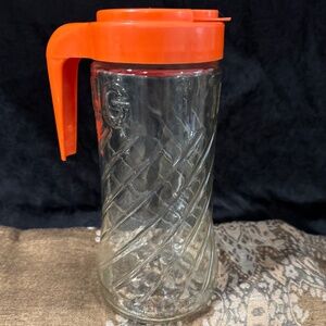 Vintage Tang Glass Pitcher Waffle Pattern